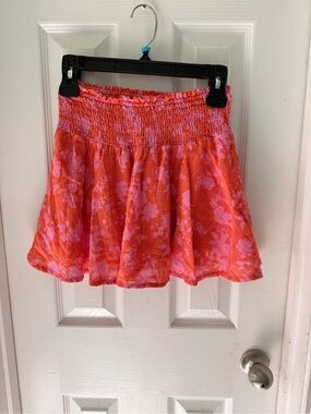 Karlie Pink and Orange Floral Smocked Mini Skort Size M